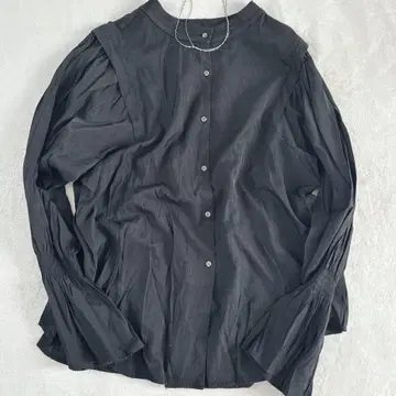 노미네 플레어 슬리브 블라우스 셔츠 밴드 카라 볼륨 셔링