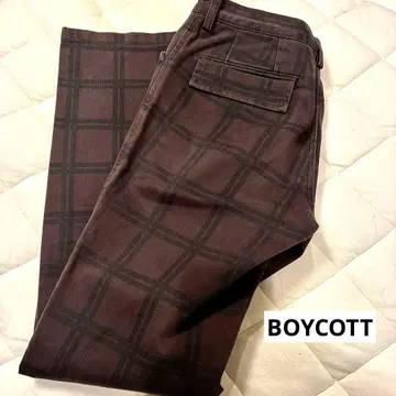 BOYCOTT 보이콧 체크 슬랙스 부츠컷 일본제