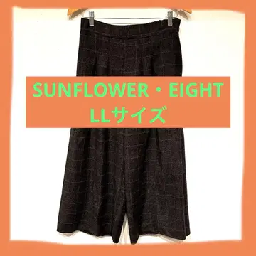 여성용 다크 그레이 체크 무늬 가우초 팬츠 LL 사이즈