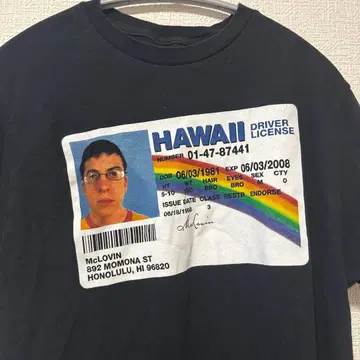 구제 의류 SUPERBAD 슈퍼배드 동정 워즈 가짜 ID 티셔츠 블랙 M