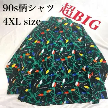 초 빅 사이즈 빈티지 긴팔 셔츠 4XL 크리스마스 트리 노브랜드