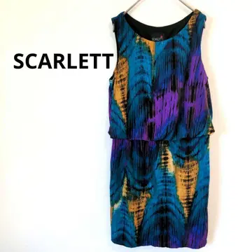 SCARLETT 슬리브리스 무릎 기장 원피스 파랑 올 패턴 개성적인