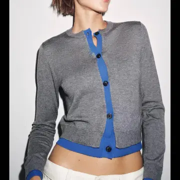 미사용 ZARA 콤비니트 가디건