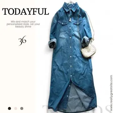 투데이풀 TODAYFUL 데님 셔츠 원피스 맥시 길이 36 겉옷