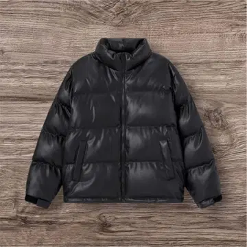 GU 히트 패디드 인조 가죽 블루종 블랙 새상품급 L