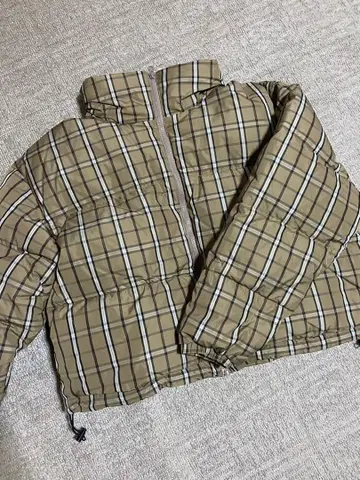 시루무린 체크 다운 자켓 베이지 searoomlynn