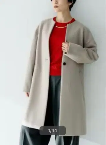 작년 구매 새상품급 언타이틀 라무 캐시미어 노카라 코트 그레이지 1