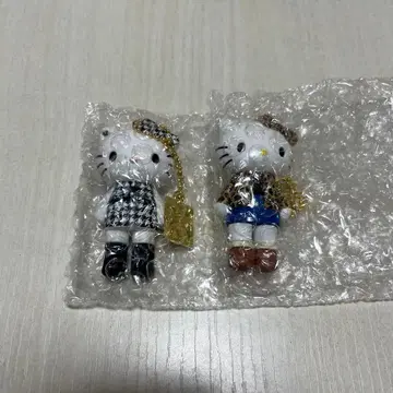 헬로키티전 시크릿 마스코트 참 레오파드 무늬 하운드투스 체크 패턴 세트