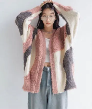 샤기 ZIP 가디건 롱 슬리브