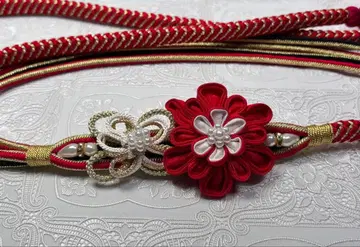 a-990 순수 실크 허리띠 후리소데 성인식 장식 매듭 츠마미세이쿠 꽃