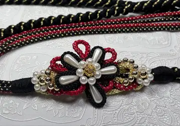 a-991 순수 실크 허리띠 후리소데 성인식 펄 꽃 장식