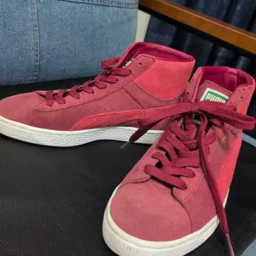 PUMA 스웨이드 하이컷 스니커즈 레드