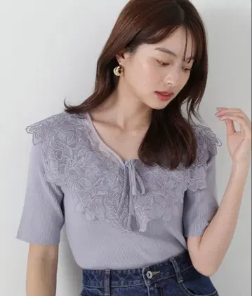 프로포션 바디 드레싱 케이프풍 레이스 니트