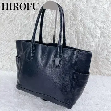 레어 HIROFU 주름 가죽 듀오 토트 숄더 백 다크 네이비