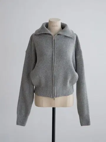 녹차 nokcha 그레이 지퍼 니트 가디건