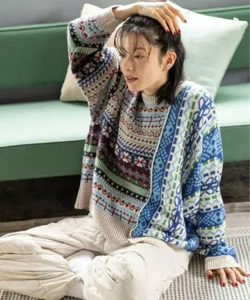 새상품 niko and - 리메이크풍 페어아일 니트 풀오버