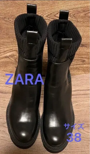 ZARA 힐 트랙 밑창 삭스 부츠 블랙 38