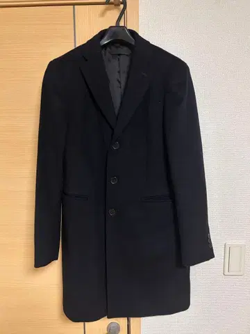 울 캐시미어 체스터 코트 네이비