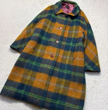 GLEN NEVIS 모헤어 울 롱 코트 체크 무늬 스코틀랜드제