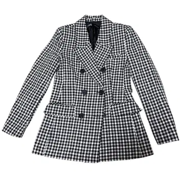 ZARA 테일러드 자켓 블랙 화이트 체크 사이즈 M