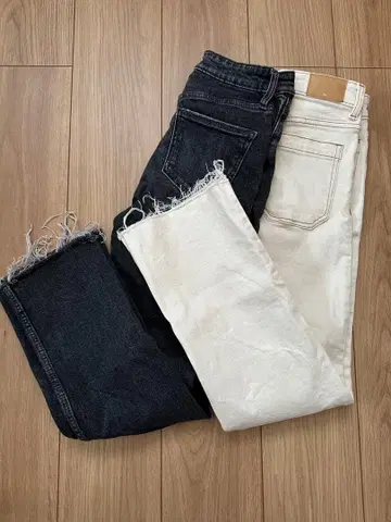 ZARA 새상품급 컷팅 스트레치 데님 화이트 블랙 묶음 판매