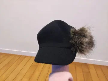 퍼가 달린 헌팅 캡 퍼 모자 택 포함 새상품