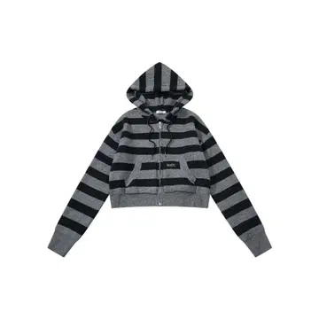 ason 크롭 스트라이프 후드티 그레이와 블랙