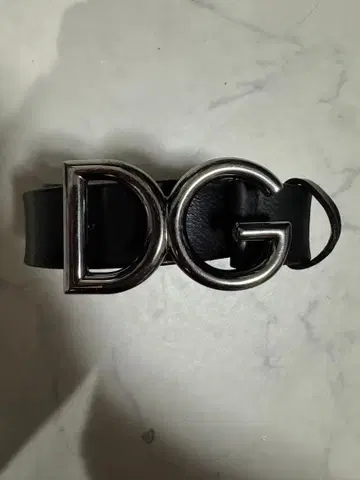 DG 블랙 가죽 벨트 로고 버클
