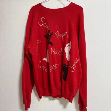 Hanes 레드 맨투맨 XXL 손글씨 디자인