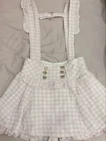 LIZLISA 깅엄 트위드 서스펜더 치마바지