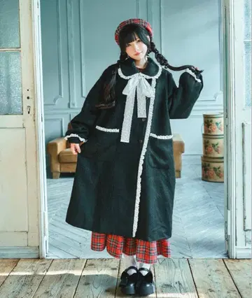 [ 틸과 레트로 ] 코튼 레이스 샤기 롱 코트