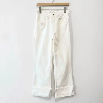 새상품급 SHENERY 롤업 와이드 데님 팬츠 14oz 루즈핏 화이트