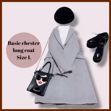 롱 체스터 코트 L 그레이 깔끔한 오피스 캐주얼 베이직