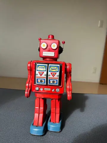 양철 로봇 작동품 빨간색 로봇 약 30cm