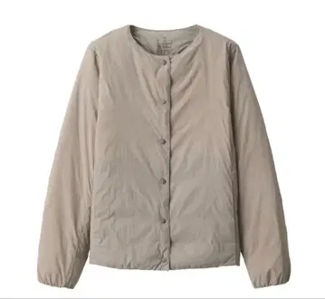 무인양품 경량 다운 포켓터블 노카라 자켓 라이트 베이지 XL