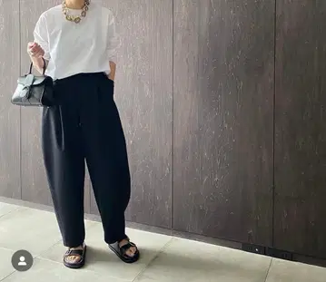 [ 새상품급 ] LOHEN 더블 크로스 형태 팬츠 38 BLACK