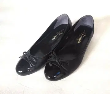 긴자 카네마츠 180232 블랙 리본 발레 슈즈 낮은 힐 25.0cm