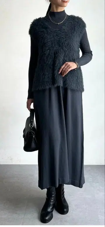 샤기 베스트 x 니트 원피스