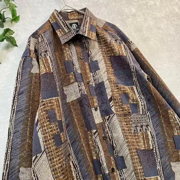 남성용 블루 계열 올 패턴 빈티지 패턴 셔츠 시모키타자와 코엔지