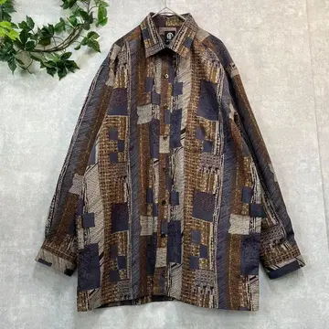 남성용 블루 계열 올 패턴 빈티지 패턴 셔츠 시모키타자와 코엔지