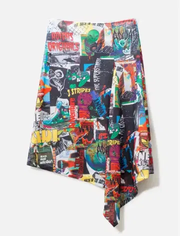 그래픽 프린트 플레어 스커트