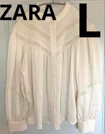 ZARA 화이트 레이스 디테일 긴팔 셔츠