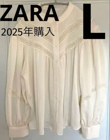 ZARA 화이트 레이스 디테일 긴팔 셔츠