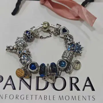 Pandora 참 포함 팔찌 실버/파랑