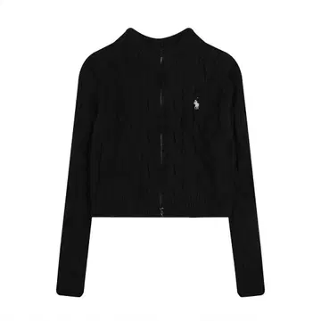 RL 블랙 케이블 니트 집업 가디건