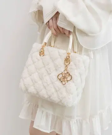 RANDA 2WAY 퍼 퀼팅 핸드백 아이보리