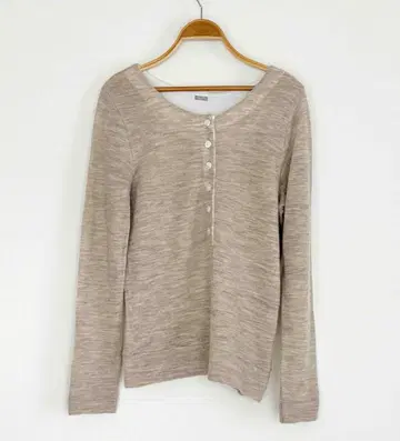 MARGARET HOWELL 베이지 버튼 니트 긴팔