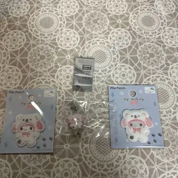 산리오 메지루시 액세서리 복슬복슬 스노우 마이멜로디 파일 와펜