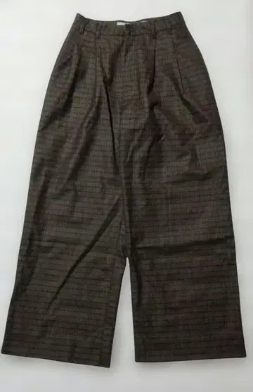 GRANDMA MAMA DAUGHTER 체크 무늬 와이드 팬츠 울