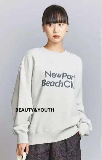BEAUTY&YOUTH 코튼 쭈리 로고 맨투맨 풀오버 라이트 그레이